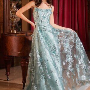 Sequin a line long new formal ball gown. Sage , mauve pink prom party pageant